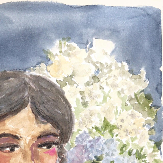Contemporary Portrait VIII - Original Figurative Feminine Watercolor Painting on Paper by Ama Liyanage For Sale - Image 3 of 6
