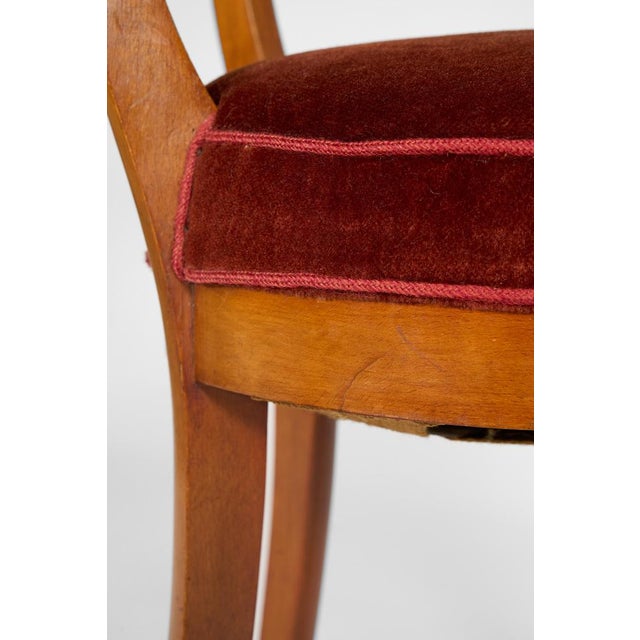 Italian Curved Back Chair in Walnut with Red Velvet Seat, Early 20th Century For Sale - Image 18 of 18