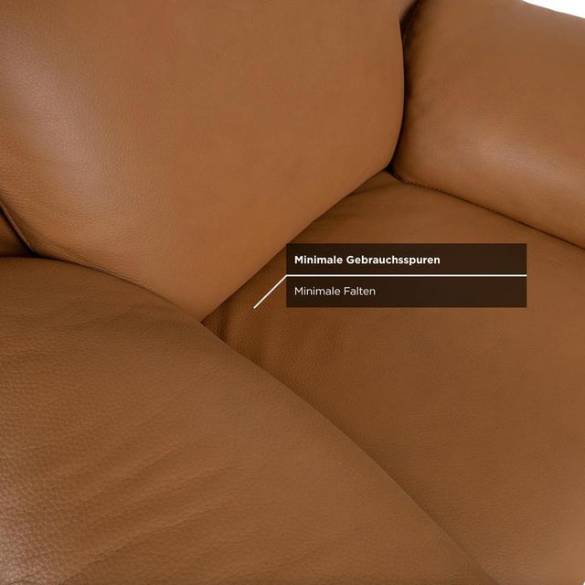 Brown Cognac Leather Armchair from Natuzzi For Sale - Image 8 of 15