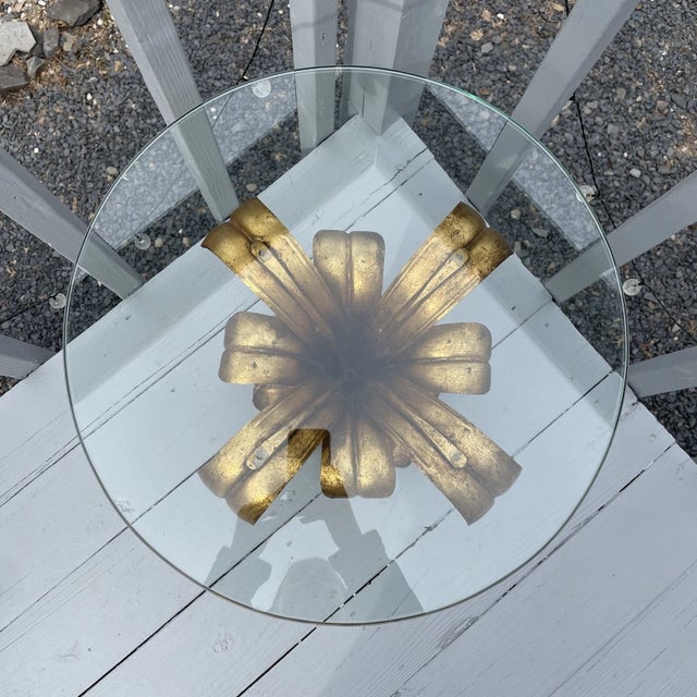 S. Salvadori Firenze Mid-Century Modern Gilt Regency Metal Italy Table Glass Top For Sale - Image 12 of 18