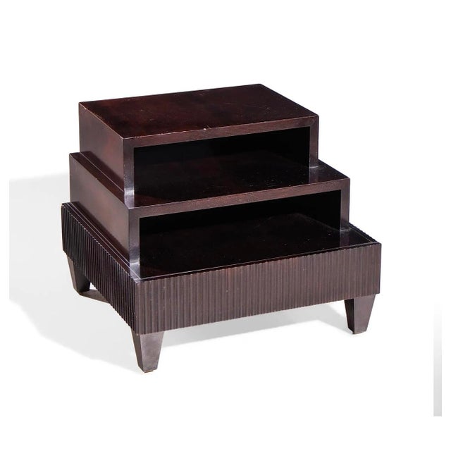 1990s 1990s Beautiful Barbara Barry for Baker Modern Regency Dark Mahogany Three-Tier Side Table For Sale - Image 5 of 7