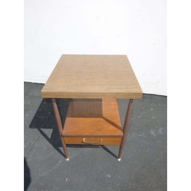 Vintage Danish mid century modern two tier side end table use as nightstand. Unique side table in great vintage condition...