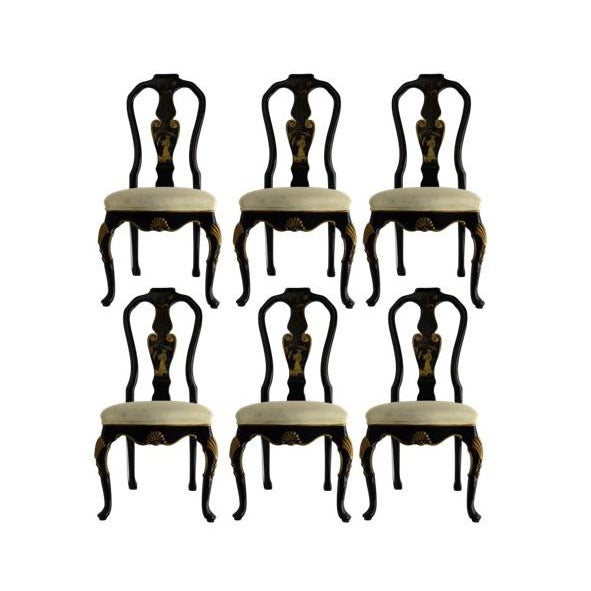 Karges Furniture Company Chinoiserie Lacquer Dining Table Chairs Set