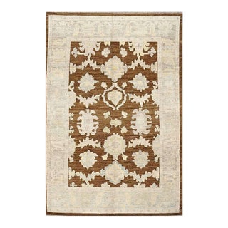21st Century Turkish Oushak Wool 7x10 Ivory & Brown Handmade Area Rug #1144189 For Sale