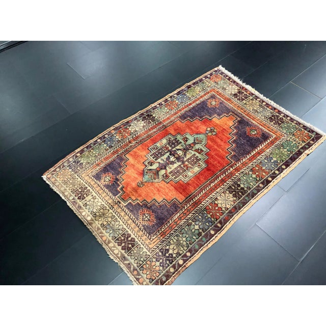 1960s Vintage Turkish Anatolian Handmade Wool Multicolor Rug For Sale - Image 5 of 11