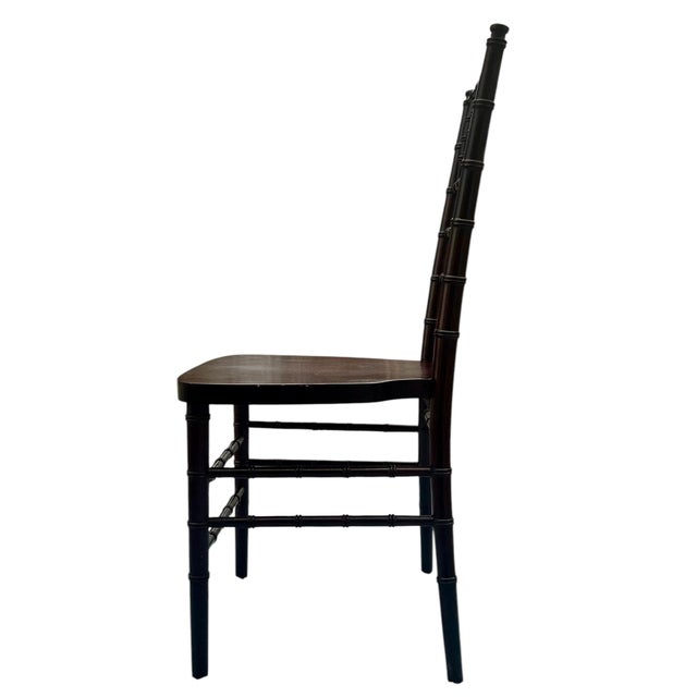 Brown Chic Set of Four Faux Bamboo Wooden Chairs For Sale - Image 8 of 11