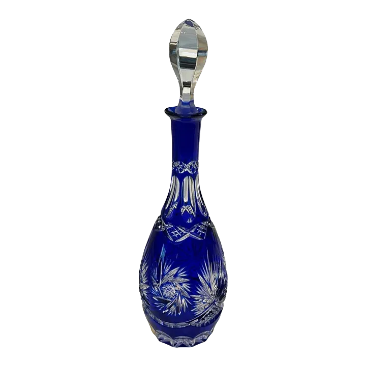 1980s Vintage Echt Bleikristal German Cobalt Blue Cut to Clear