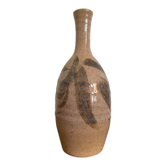 Abstract Southwest Studio Art Pottery Vase in Blush, Peach, Brown For Sale