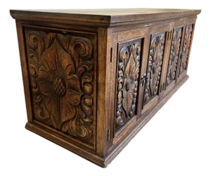 Vintage 1960's Hand Carved Mexican Credenza
