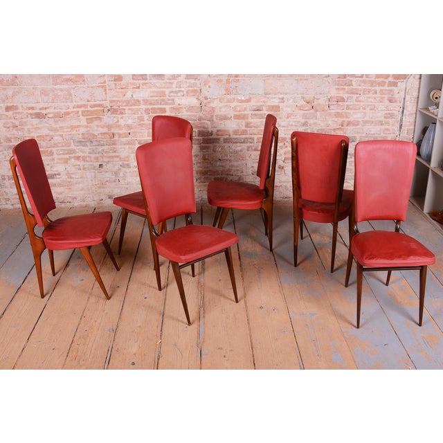 Jules Leleu Vintage French Art Deco Chairs by Jules Leleu for Stella, 1940s, Set of 6 For Sale - Image 4 of 15