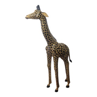 Late 20th Century Giant Leather Giraffe Indoor Sculpture For Sale