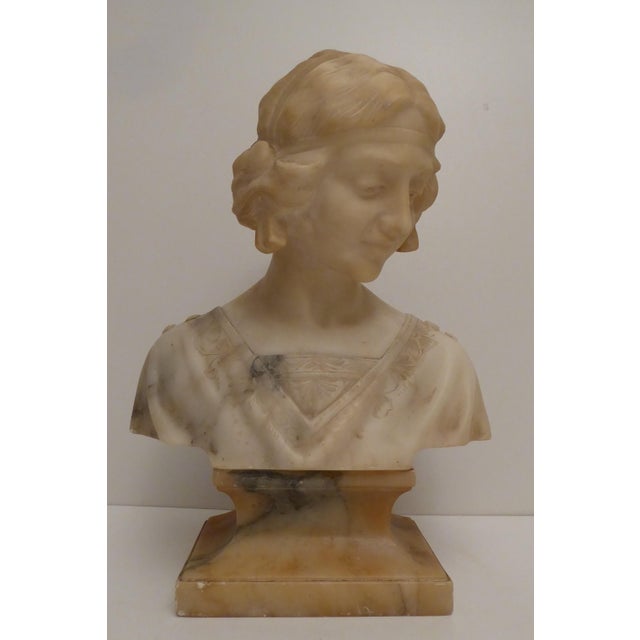 Antique Art Nouveau Carved Alabaster Bust, 1920s For Sale - Image 8 of 10