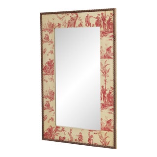 Chintz Crackle Painted Red and Cream Wall Mirror For Sale