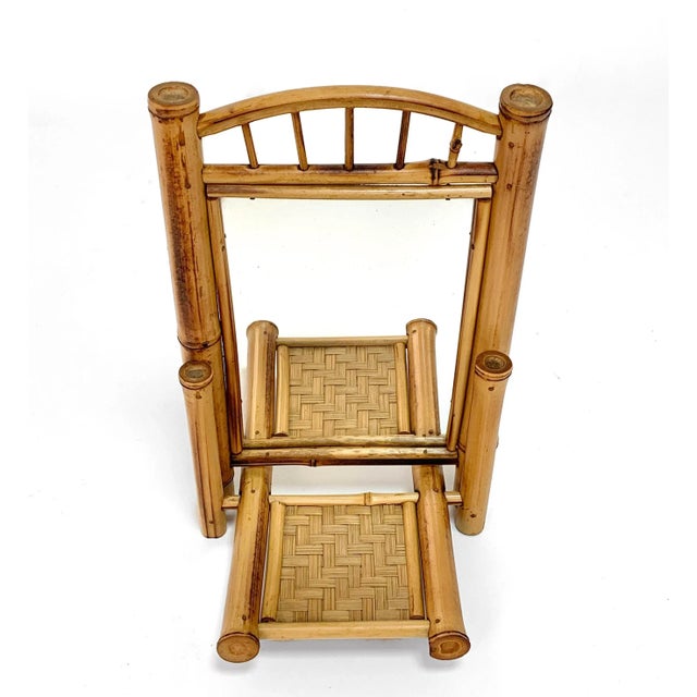 1920s Art Nouveau Bamboo, Rattan & Wood Foldable Table Mirror, 1920s For Sale - Image 5 of 18
