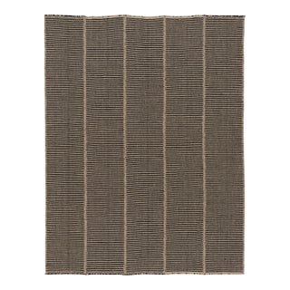 Rug & Kilim’s Contemporary Kilim in Two-Tone White and Black Textural Stripes For Sale