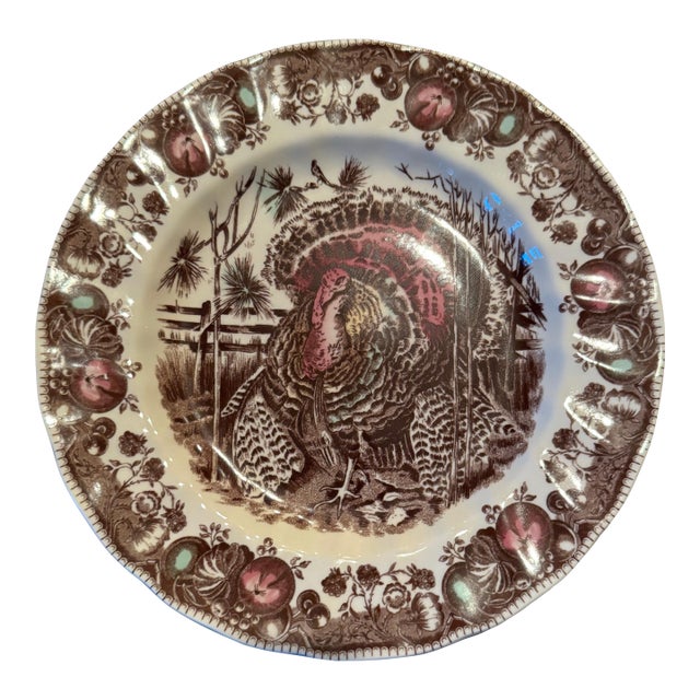 Johnson Brothers “His Majesty” Turkey Transferware Thanksgiving Dinner Plate For Sale
