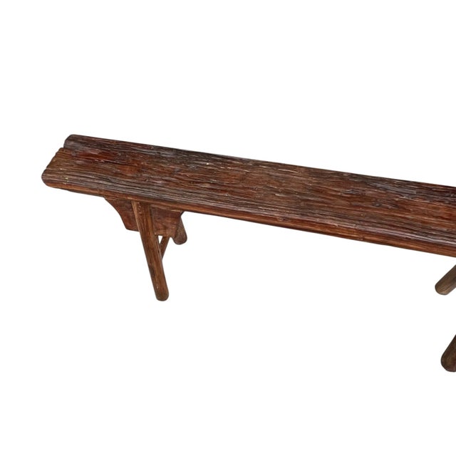 Antique Handmade Mortise and Tenon Primitive Bucket or Shoe Bench, Farmhouse, Cabin, Lodge, Ranch, Rustic For Sale - Image 4 of 8