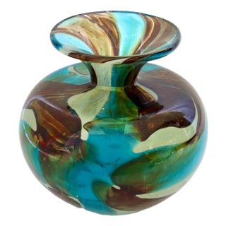 Midcentury Art Glass Flower Vase For Sale