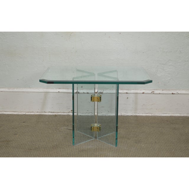 Leon Rosen for Pace Modern Glass Brass Side Table Chairish