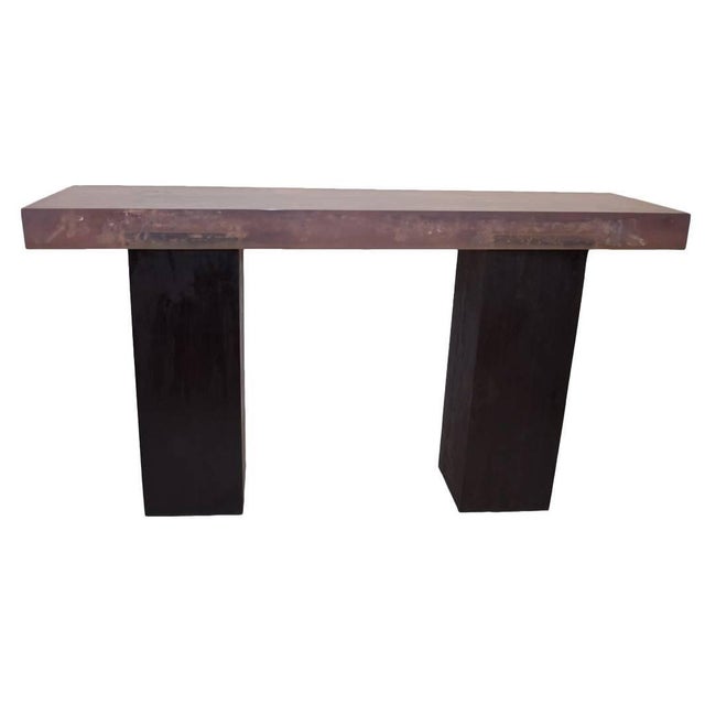 Stunning 3.5” thick clear cracked resin console with espresso stained legs. Andrianna Shamaris. The Leader In Modern...