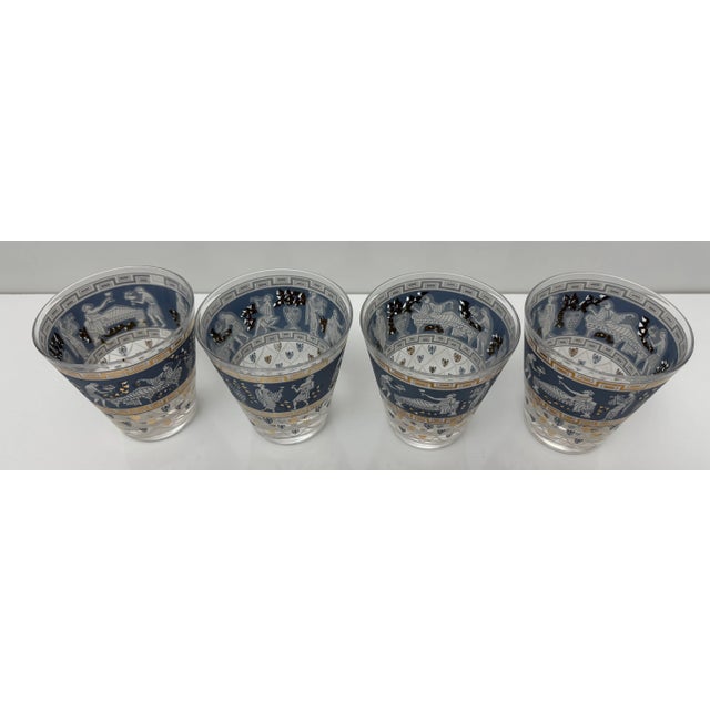 Set of Etruscan Frieze low ball cocktail glasses by Cera Glass with 22k gold gilt A set of 4 highly collectible low ball...