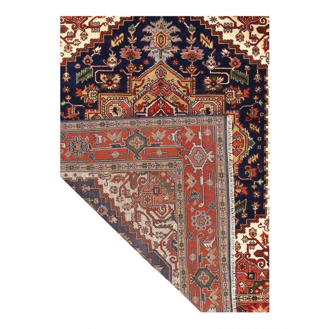 Traditional Pasargad DC Navy Blue Fine Hand Knotted Serapi Rug For Sale - Image 3 of 3