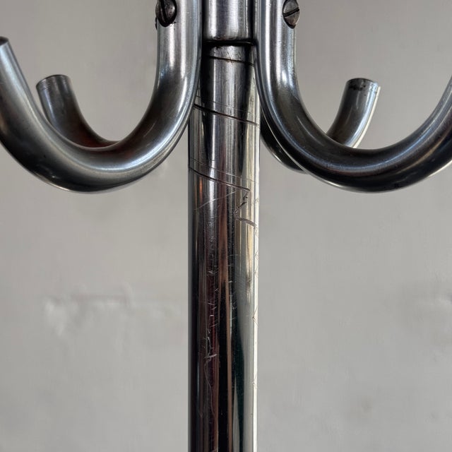 Red Bauhaus Chrome Coat Rack by Hynek Gottwald, 1940s For Sale - Image 8 of 13