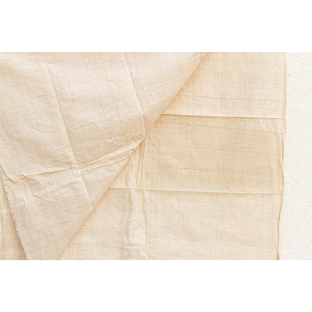 Organic Peace Silk Throw, Natural Grid For Sale - Image 4 of 5