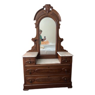 Late 19th Century Renaissance Revival Dresser W/Marble Top For Sale