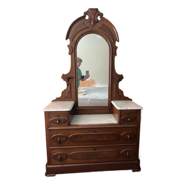 Late 19th Century Renaissance Revival Dresser W/Marble Top For Sale