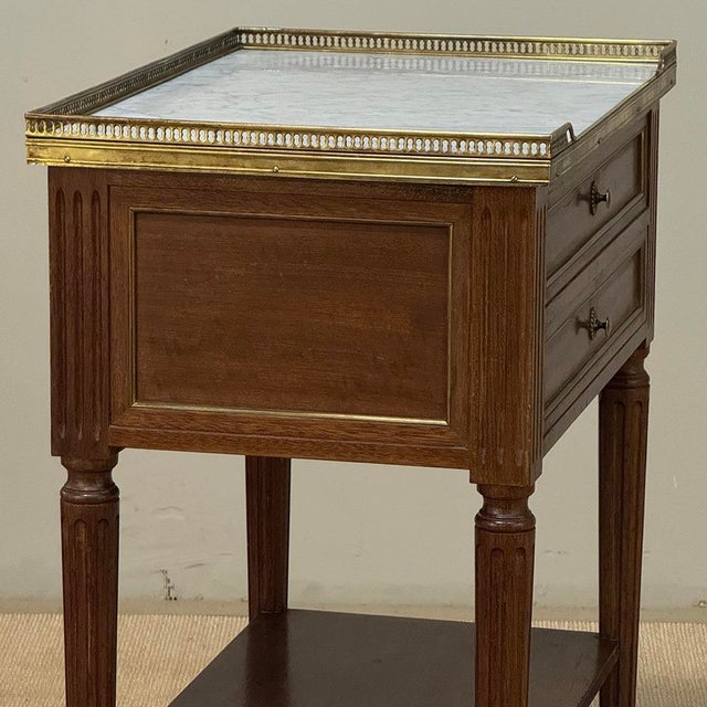 French Louis XVI Mahogany Carrara Marble Top End Table For Sale - Image 10 of 10