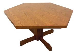Vintage Hexagonal Dining Table in Oak, 1980s