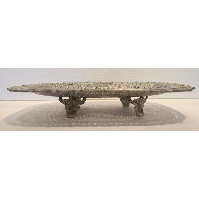 Early 20th Century Antique Early 20th Century Pierced Footed Silver Plate Dish For Sale - Image 5 of 8