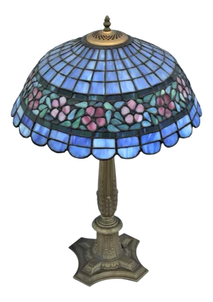 American Original Lead Glass Flower Gold Painted Base Lamp
