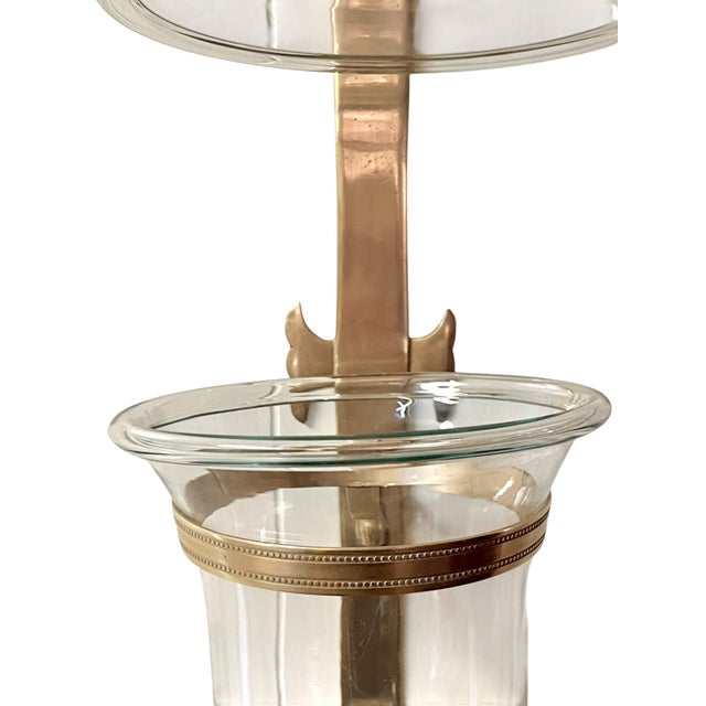 French Vintage Chapman & Myers Style Brass and Glass Hurricane Wall Sconces – Pair of Mid-Century Lantern Candle Holders For Sale - Image 3 of 17