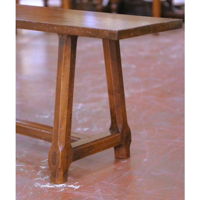 19th Century French Provincial Carved Cherry Farm Bench From Poitou For Sale In Dallas - Image 6 of 14