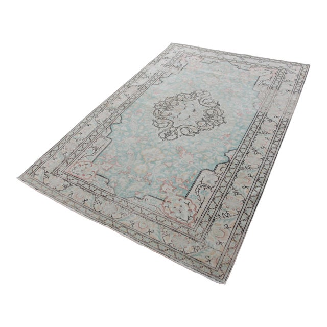 1960 Handmade Double Knotted Turkish Floor Rug -4' 9'' X 6' 10'' For Sale