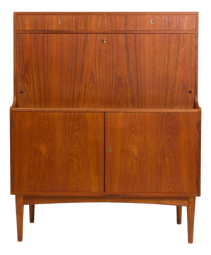 Danish Mid-Century Modern Teak Bar Hutch | Vintage Scandinavian Cocktail Cabinet