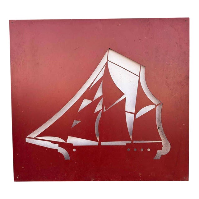 Decorative Metal Panel with Abstract Ship Motif For Sale