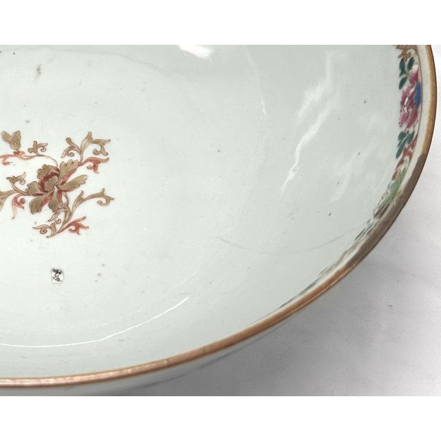 18th C. Qianlong Chinese Export Famille Rose Gilt 12 Inch Punch Bowl, Antique Qing Dynasty Chinoiserie Porcelain Centerpiece, Mandarin Palette For Sale - Image 15 of 18