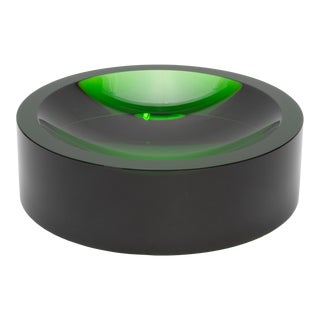 Green Crystal Convex Bowl by Ka Glass For Sale