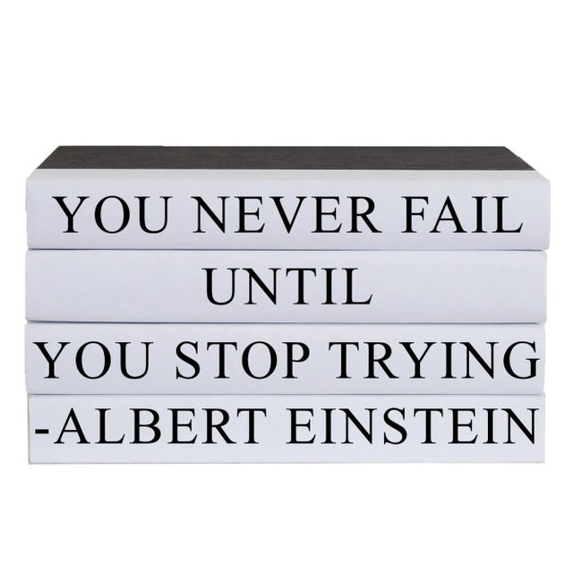 Modern Decorative Books - Quote Book Stack - "Never Fail" For Sale - Image 3 of 3