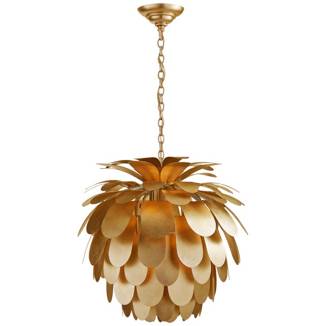 Cynara Medium Chandelier in Gild Designer: Chapman & Myers Fixture Height: 21" Canopy: 6.75" Round Mounting: Chain Shade...
