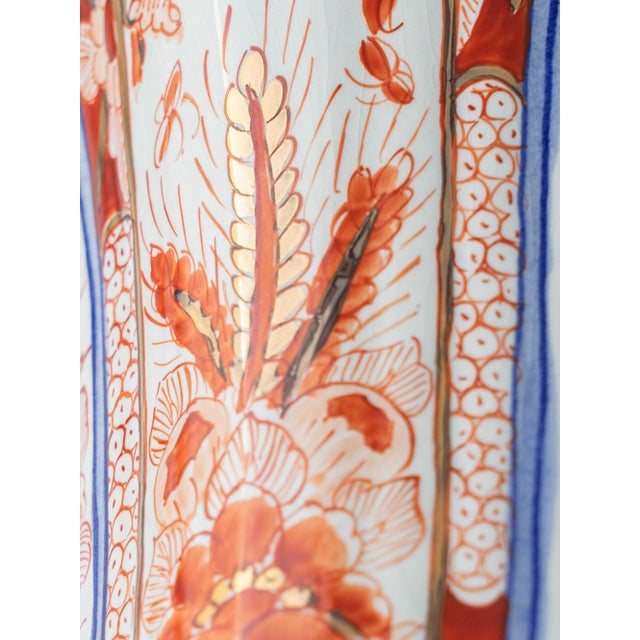 Vintage Delft Imari Ceramic Table Lamps, New Japanese Block Print Lampshades, Set of 2 For Sale - Image 16 of 18