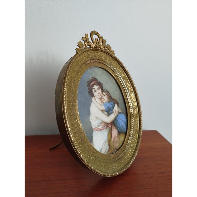 Gold Antique Louis XVI French Miniature in Bronze After E. Vigee Lebrun for Belle Epoque, 1880 For Sale - Image 8 of 14
