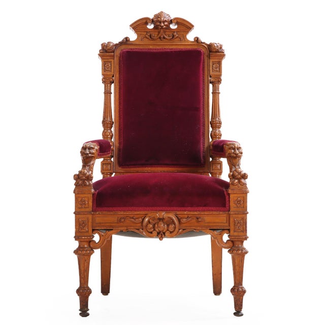 A Pair of Victorian Substantially Carved Oak Armchairs, C. 1870. For Sale In Philadelphia - Image 6 of 6
