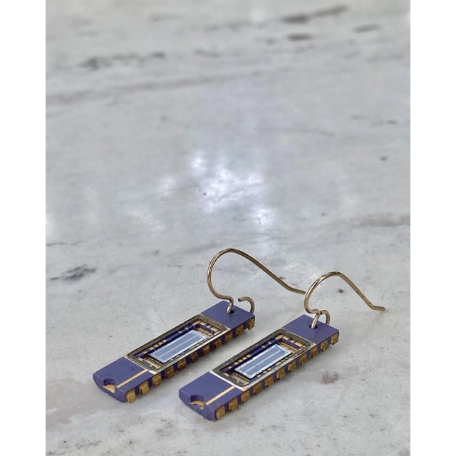 1980s Artist-Made Computer Chip Earrings For Sale - Image 5 of 12