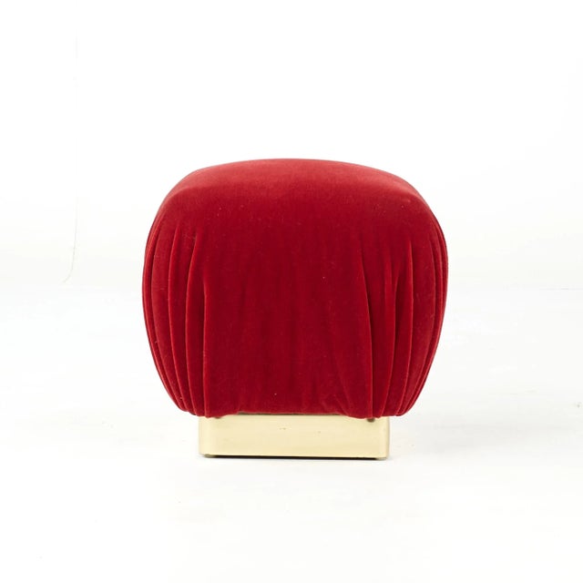 Marge Carson Mid Century Brass Souffle Poof Ottoman - Pair For Sale - Image 10 of 12