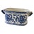 Elegant Chinese blue and white ceramic jardinière/cachepot in a distinctive rectangular footbath form, richly decorated...