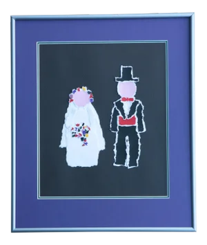 Married Couple First Anniversary Torn Paper Collage